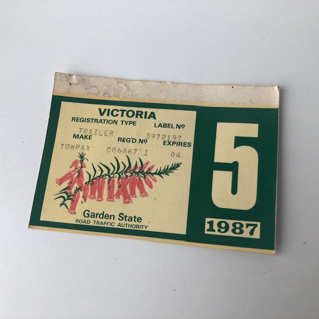 CAR ACCESSORY, Registration Label - Victoria